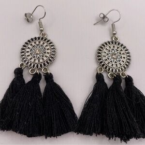 Elegant or Fun Funky Black Tassel Earrings